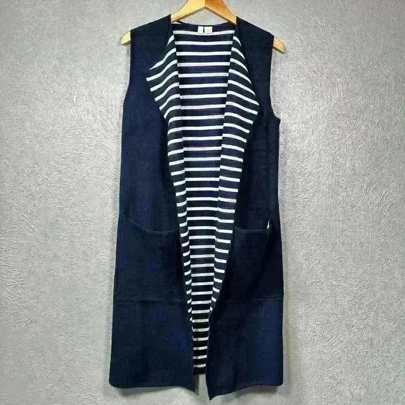 MOTH Extra Long Sleeveless Cardigan Cape Sweater Dark Blue Women One Size - Picture 1 of 11